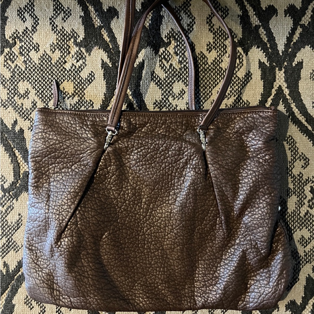 Elegant Brown Faux Leather Tote Bag 10 in 1 Style
